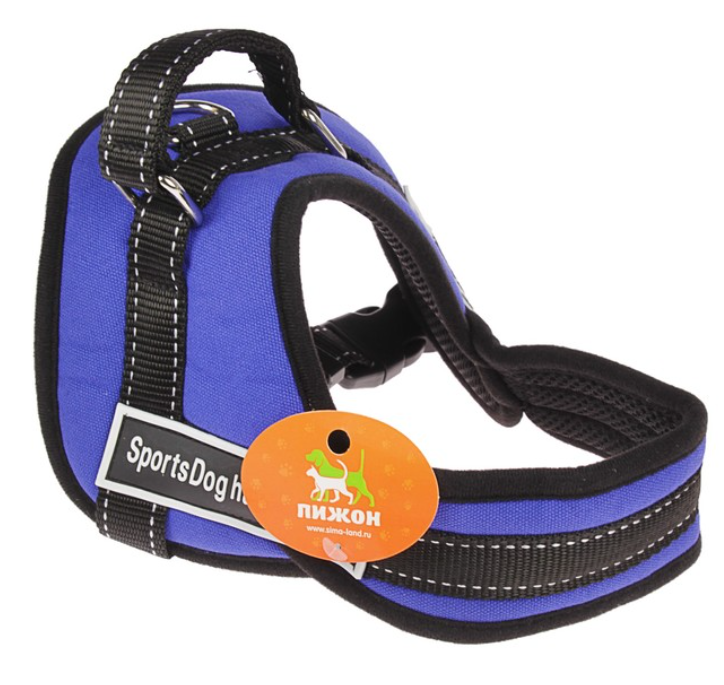 Шлейка с подкладом светоотражающая, размер XS (ОШ 45, ОГ 48-56 см), стропа 2,5 см, синяя