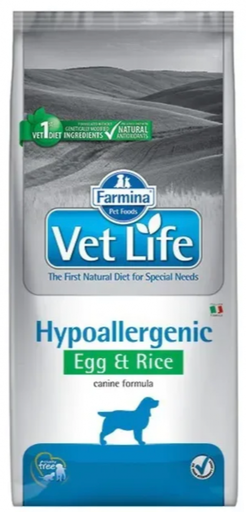 Корм Farmina (Фармина) Vet Life Dog Hypoallergenic для собак при аллергии с яйцом и рисом 2 кг