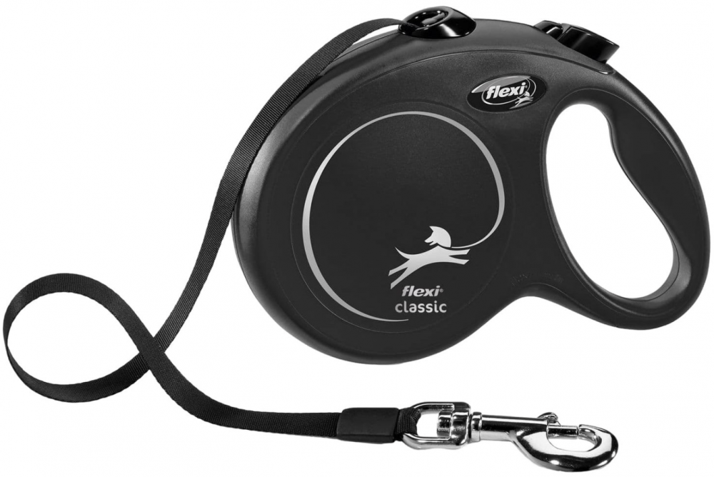 Рулетка Flexi New Classic L лента 5м до 50 кг Черный