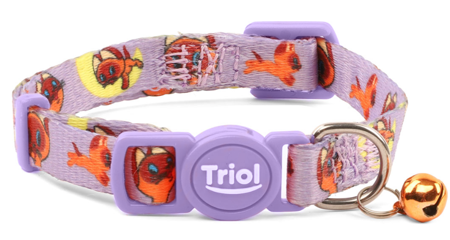 Triol СОЮЗМУЛЬТФИЛЬМ Ошейник нейлоновый с колокольчиком &quot;Котенок&quot; XS, сиреневый, 10*180-270мм
