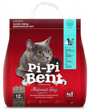 Наполнитель Pi-Pi-Bent комкующийся "Морской бриз" (пакет) 5 кг