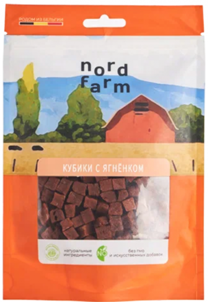 Лакомство Nord Farm Кубики с ягнёнком (15 мм/шт) 90 г для собак