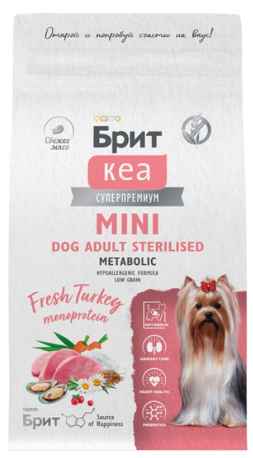 Корм BRIT CARE Мини с индейкой для собак стерилизованных малых пород
