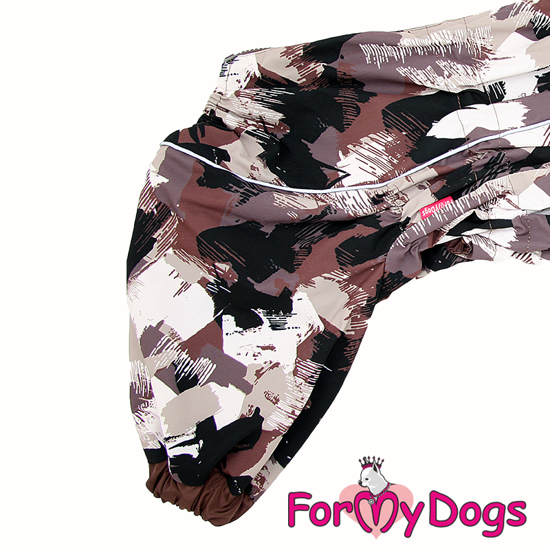 ForMyDogs Комбинезон ДОЖДЕВИК для собак Коричневый камуфляж для мальчиков С1 55*75 см