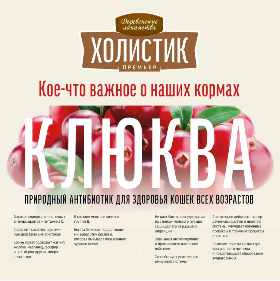 Сухой корм "Деревенские лакомства Холистик Премьер" для стерилизованных кошек, говядина